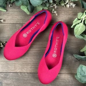 Rothys hot pink size 5 round toe flat shoes